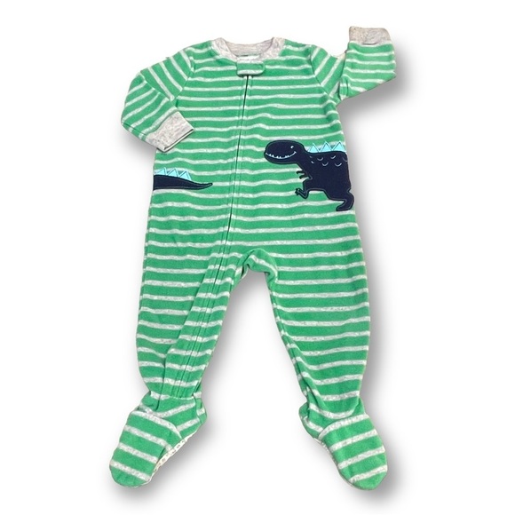 Carter's Set of 2 One Piece Fleece Sleeper Pajamas Size 12M EUC - Picture 2 of 5